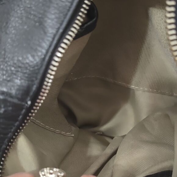 Black Valentina leather zip pocket backpack main image 10